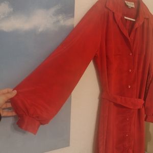 RED Vintage 100% silk dress